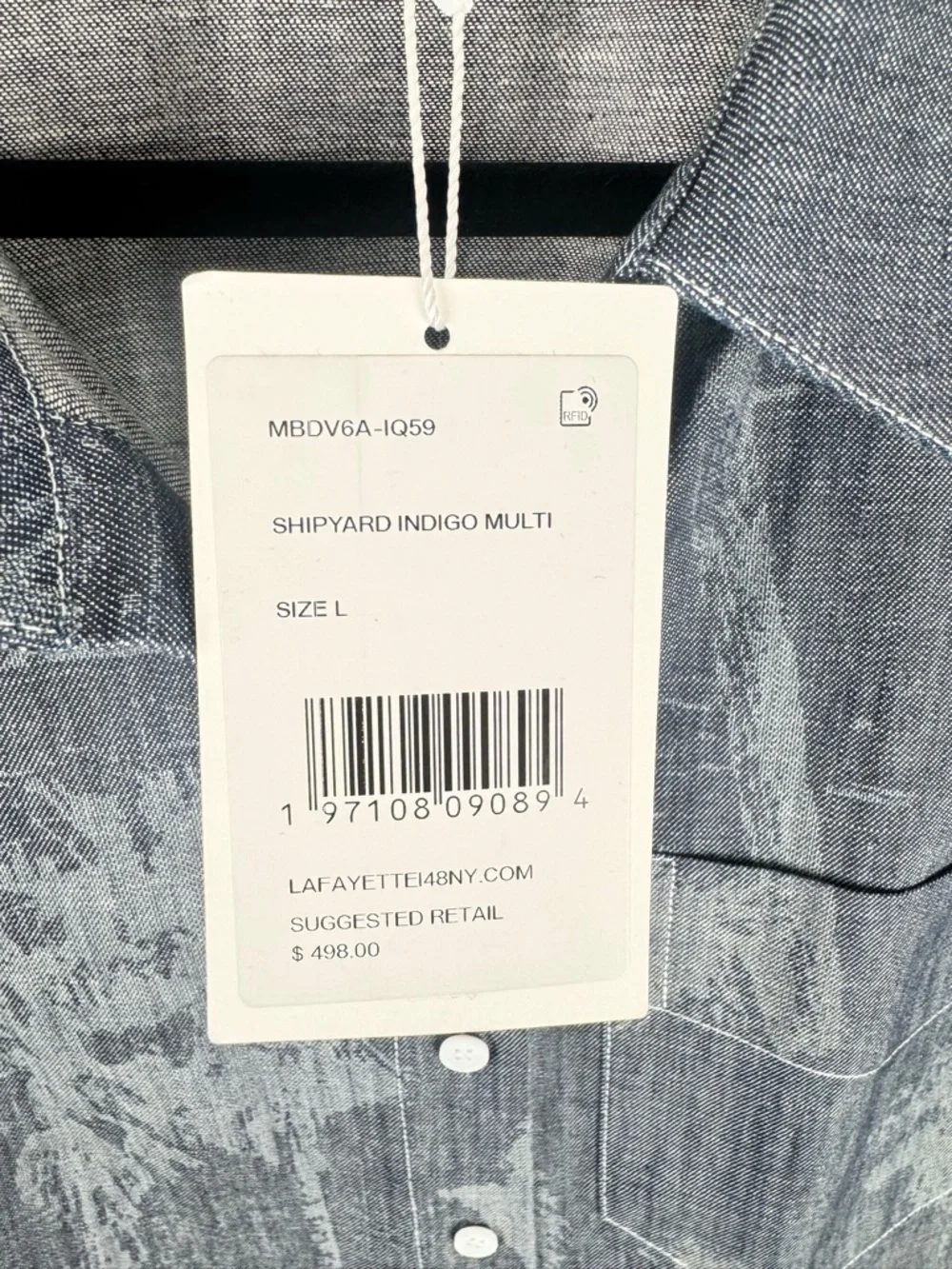 Lafayette 148 Sleeveless Button Front Blouse Indigo Print Cotton Size L NWT - Picture 7 of 7